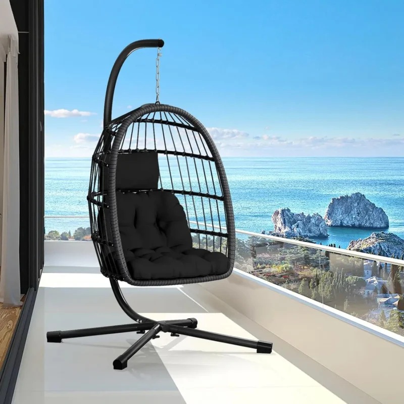 Hanging Egg Chair with Steel Stand - 300 lbs Capacity for Indoor & Outdoor - Image 9