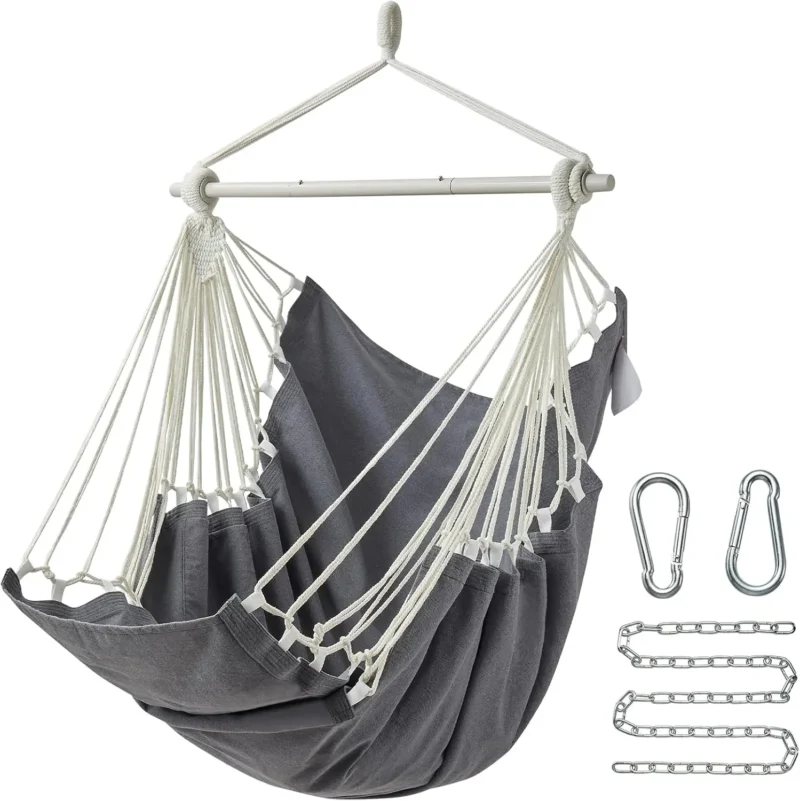 Hanging Hammock Chair Swing with Footrest - 500 lbs Capacity for Indoor & Outdoor Use - Image 9