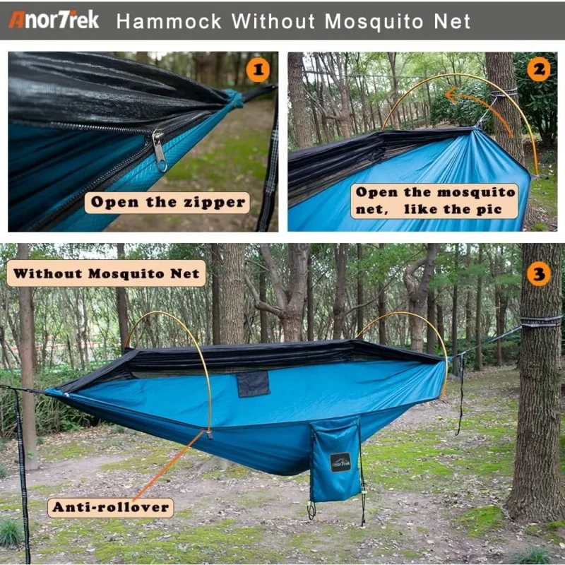 Ultralight Camping Hammock with Mosquito Net - 600 lbs Capacity for Outdoor Adventures - Image 6