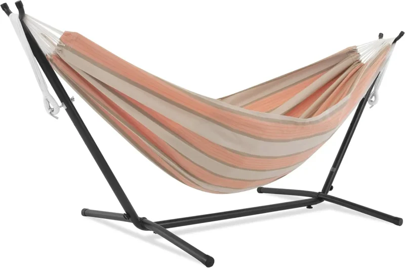 Double Sunbrella Fabric Hammock with Space-Saving Steel Stand - 450 lbs Capacity for Patio & Backyard - Image 13
