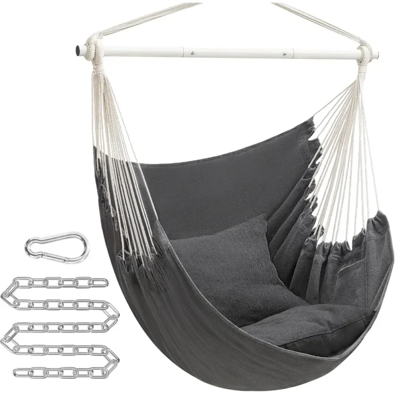 Hanging Hammock Chair with 2 Cushions - 500 lb Capacity for Indoor & Outdoor Relaxation - Image 2