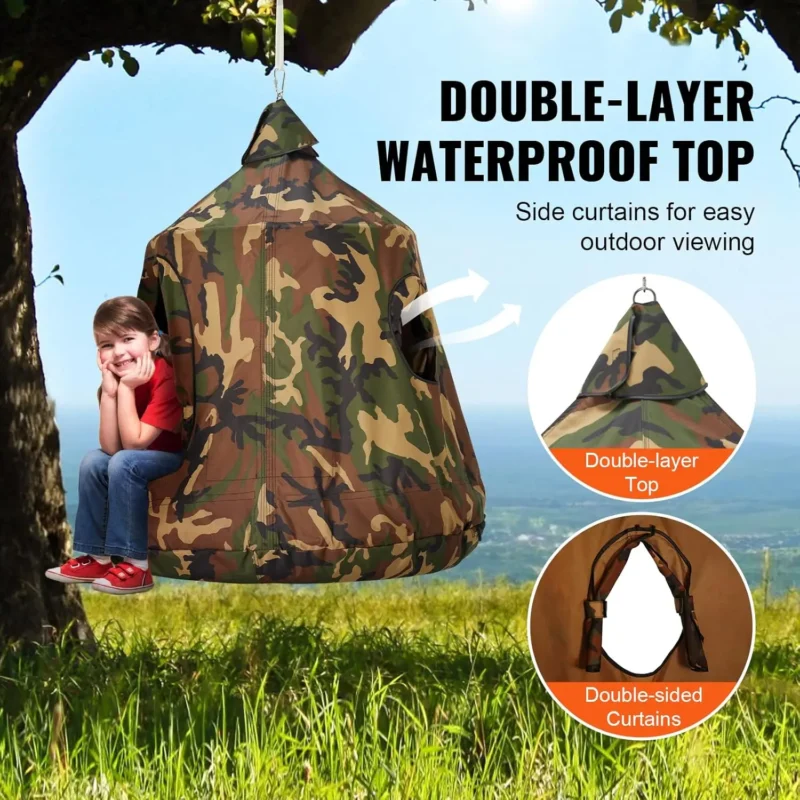 Hanging Tree Tent Swing with LED Lights - 330 lbs Capacity for Indoor & Outdoor Use - Image 5