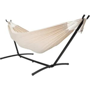 Double Fabric Hammock with Space-Saving Steel Stand - 450 lbs Capacity for Outdoor Relaxation