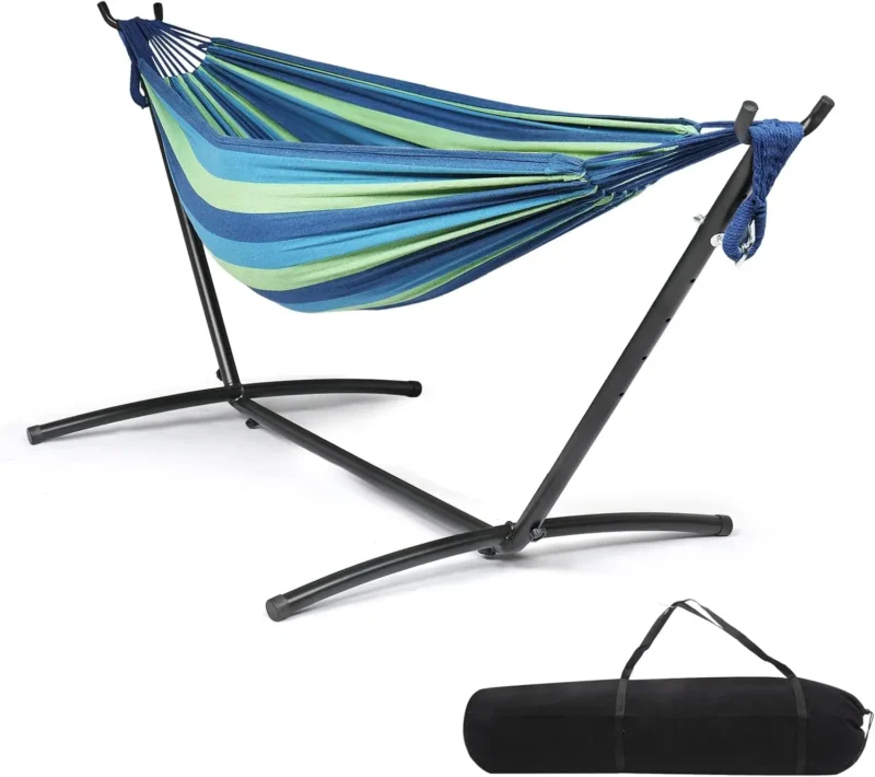 Double Fabric Hammock with Steel Stand - 550 lbs Capacity for Outdoor Relaxation - Image 9