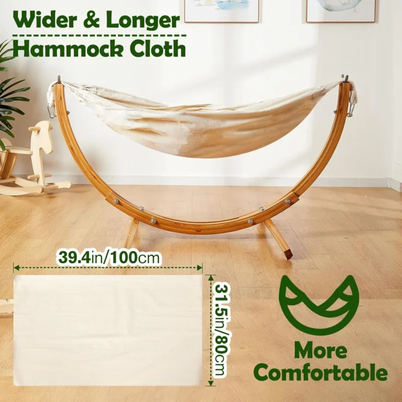 Solid Wood Kids Hammock Chair with Stand - 220 lbs Capacity for Indoor & Outdoor Use - Image 5