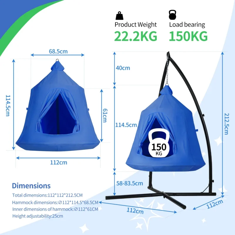 Children's Hanging Hammock Chair with X-Stand - For Indoor & Outdoor Play - Image 3