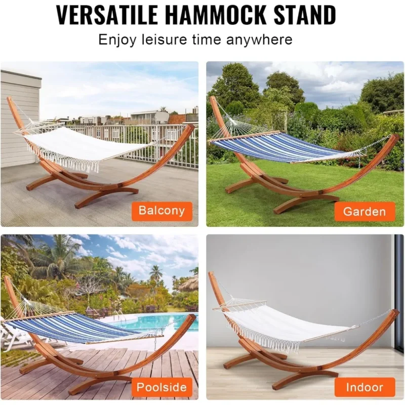 Premium Wooden Arc Hammock Stand - 475 lbs Capacity for Universal 2-Person Hammocks - Image 5