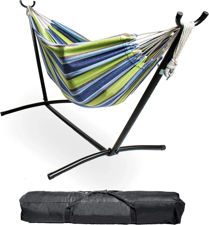 Portable Double Hammock with Steel Stand - 450 lbs Capacity for Backyard & Patio - Image 8