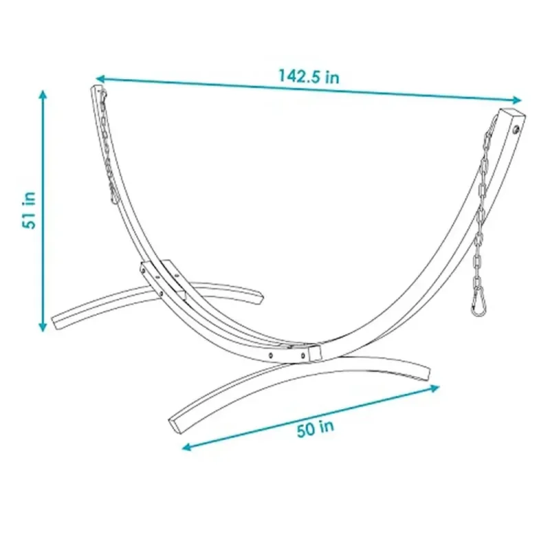 12ft Curved Wooden Hammock Stand - 400lb Capacity for Two-Person Relaxation - Image 3
