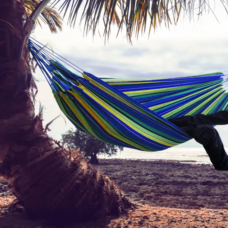 Double Fabric Hammock with Steel Stand - 450 lbs Capacity for Backyard & Patio - Image 3