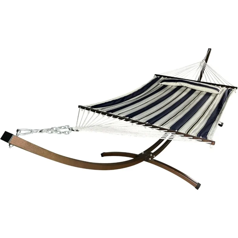 Double Rope Hammock with Bronze Steel Arc Stand - 450 lbs Capacity for Indoor & Outdoor - Image 2
