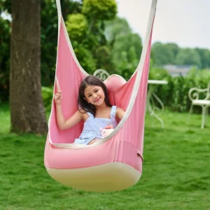 Kids Hanging Pod Swing Chair with Inflatable Cushion - 200 lbs Capacity for Indoor & Outdoor