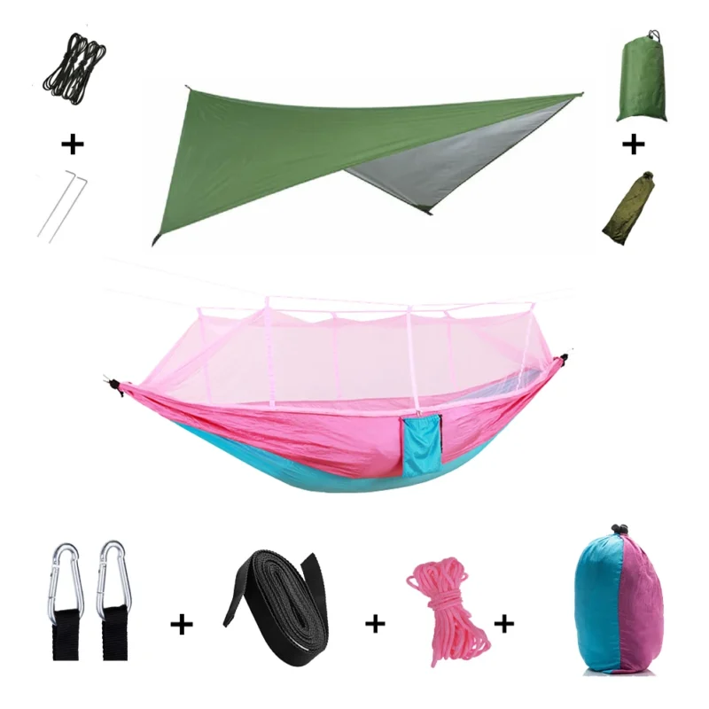 Two-Person Camping Hammock with Mosquito Net and Rain Cover - 440 lbs Capacity for Outdoor Adventures - Image 21