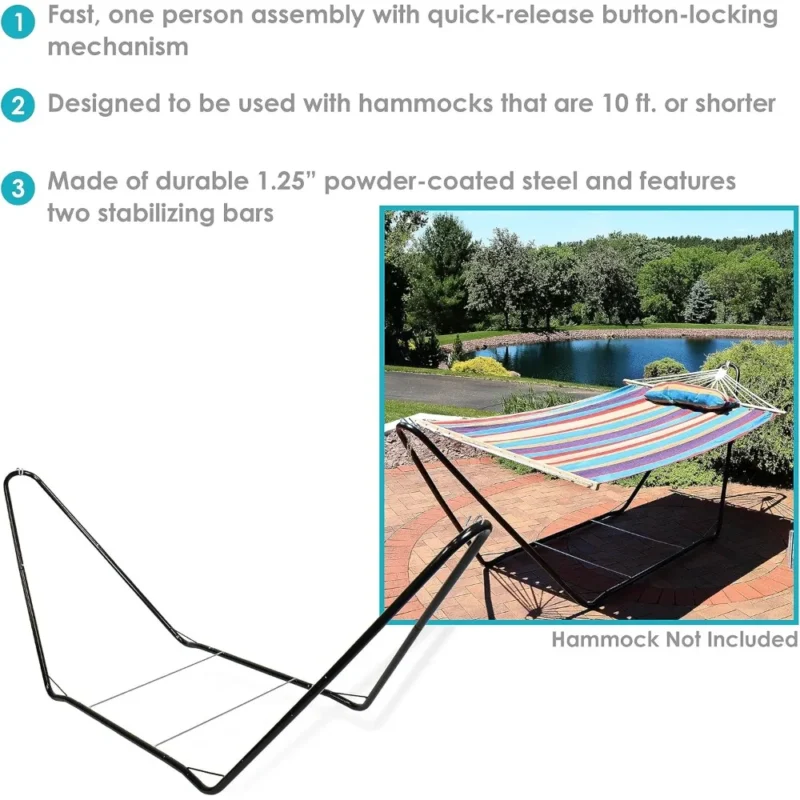 Portable Steel Hammock Stand with 330 lb Capacity - 10-foot for Camping & Backyard - Image 2