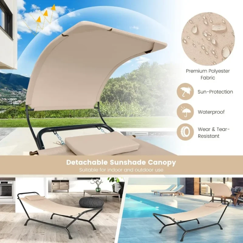 Adjustable Canopy Hammock with Stand - 350 lbs Capacity for Outdoor Relaxation - Image 3