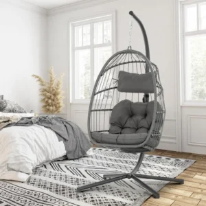 Hanging Egg Chair with Aluminum Frame - 370 lbs Capacity for Indoor & Outdoor Patio