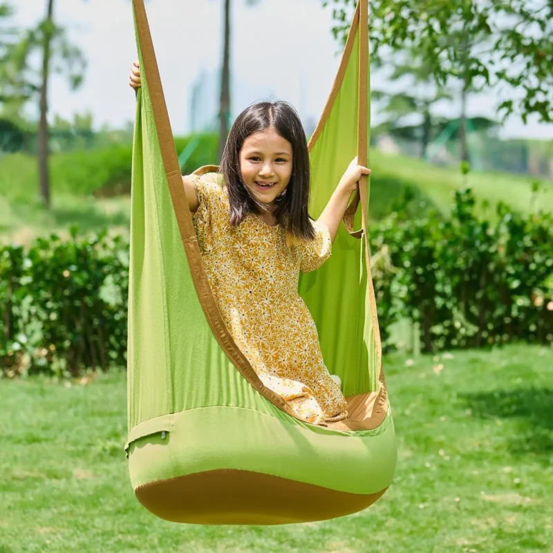 Kids Hanging Pod Swing Chair with Inflatable Cushion - 200 lbs Capacity for Indoor & Outdoor - Image 7