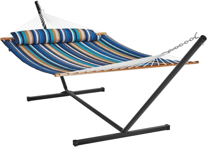 Double Quilted Hammock with Steel Stand - 480 lbs Capacity for Backyard & Patio - Image 14