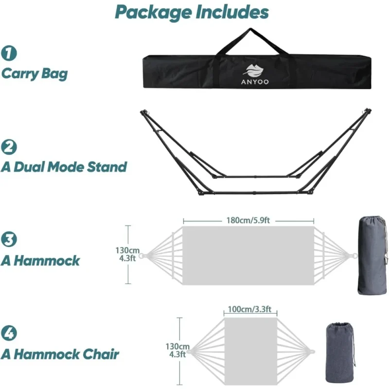 Portable 2-in-1 Convertible Hammock with Steel Stand - 440 lbs Capacity for Indoor & Outdoor - Image 6