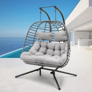 Double Porch Swing Loveseat with Metal Frame - 500 lbs Capacity for Backyard Relaxation