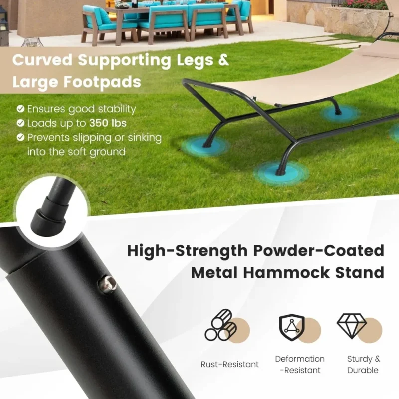 Adjustable Canopy Hammock with Stand - 350 lbs Capacity for Outdoor Relaxation - Image 5