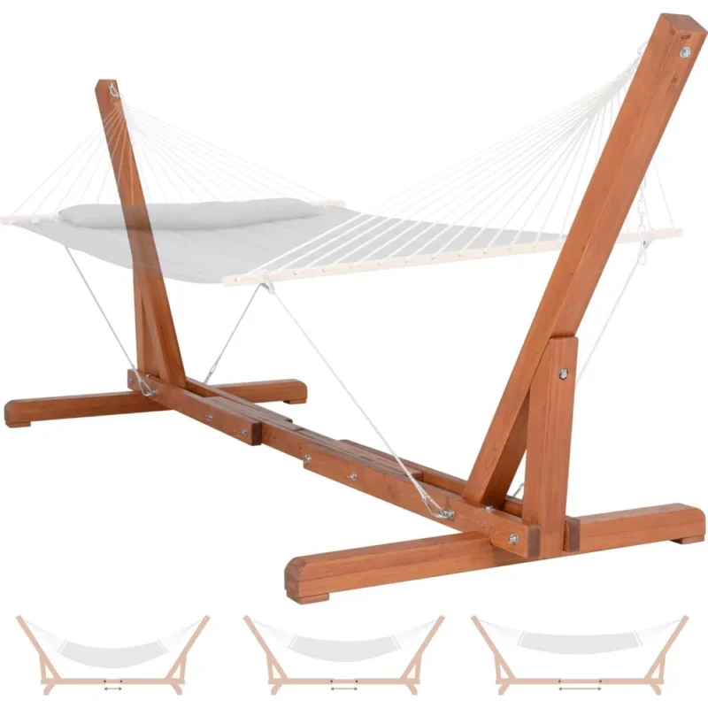Adjustable Larch Wood Hammock Stand 12-14 ft - 475 lbs Capacity for Outdoor Relaxation - Image 2
