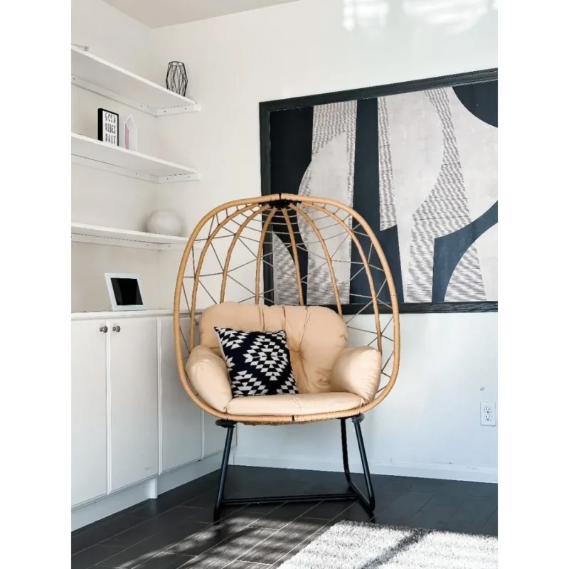Hanging Egg Chair with Cushion and Stand - 330 lbs Capacity for Indoor & Outdoor - Image 4