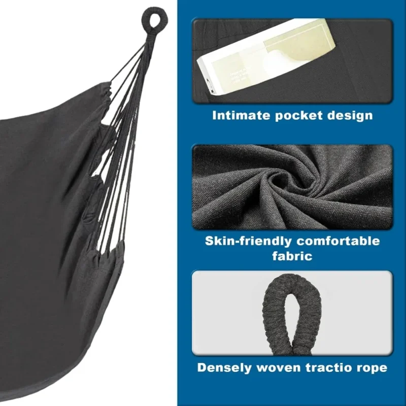 U-Shaped Hammock Chair with Metal Stand - 350 lbs Capacity for Indoor & Outdoor Relaxation - Image 3
