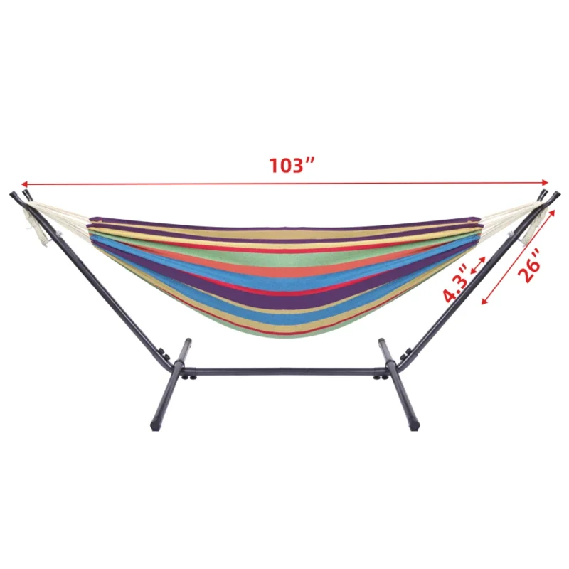 Double Natural Rope Hammock with Steel Stand - 400 lbs Capacity for Backyard & Patio - Image 2