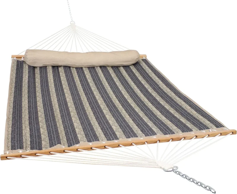 Double Quilted Polyester Hammock with Steel Stand - 450 lbs Capacity for Patio & Backyard - Image 8