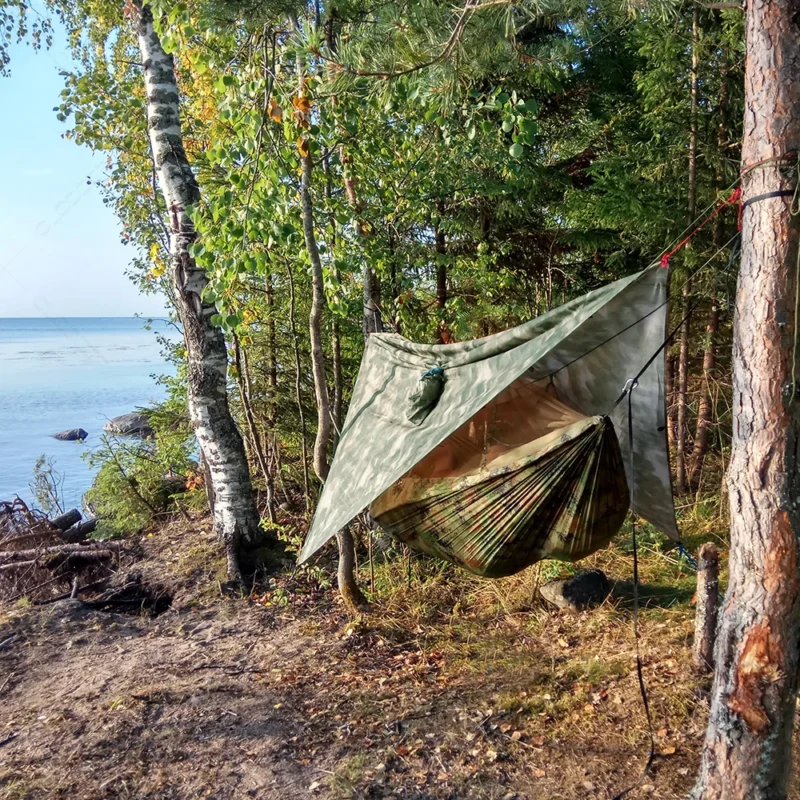 Two-Person Camping Hammock with Mosquito Net and Rain Cover - 440 lbs Capacity for Outdoor Adventures - Image 6