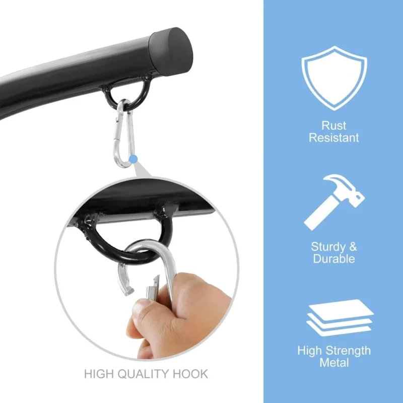 Heavy Duty Metal Hammock Chair C-Stand - 330 lbs Capacity for Indoor & Outdoor Use - Image 4
