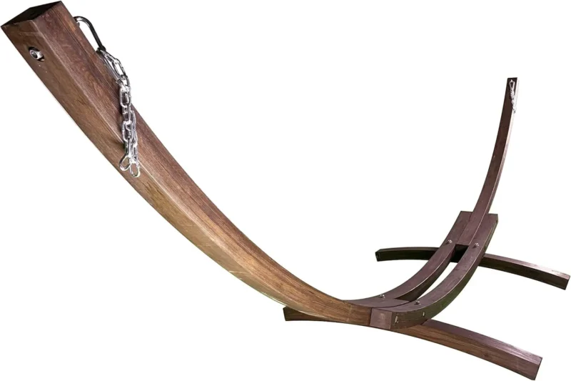 14 Ft. Wooden Arc Hammock Stand with Coffee Stain Finish - 450 lbs Capacity for Backyard & Patio - Image 3