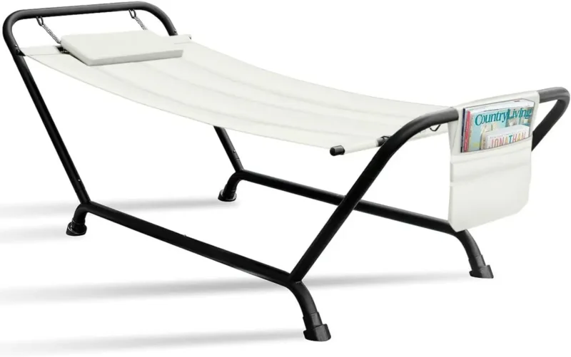 Double Cotton Hammock with Steel Stand - 500 lbs Capacity for Backyard & Patio - Image 9