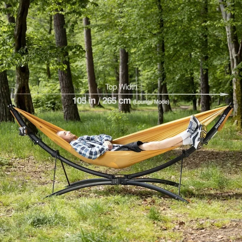 Portable Aluminum Hammock Set with Quick-Setup Stand - 550 lbs Capacity for Outdoor Relaxation - Image 5