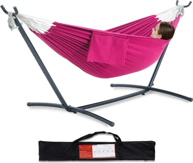 Double Fabric Hammock with Steel Stand - 450 lbs Capacity for Backyard & Patio - Image 20
