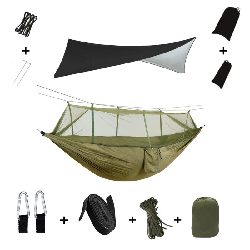 Two-Person Camping Hammock with Mosquito Net and Rain Cover - 440 lbs Capacity for Outdoor Adventures - Image 16