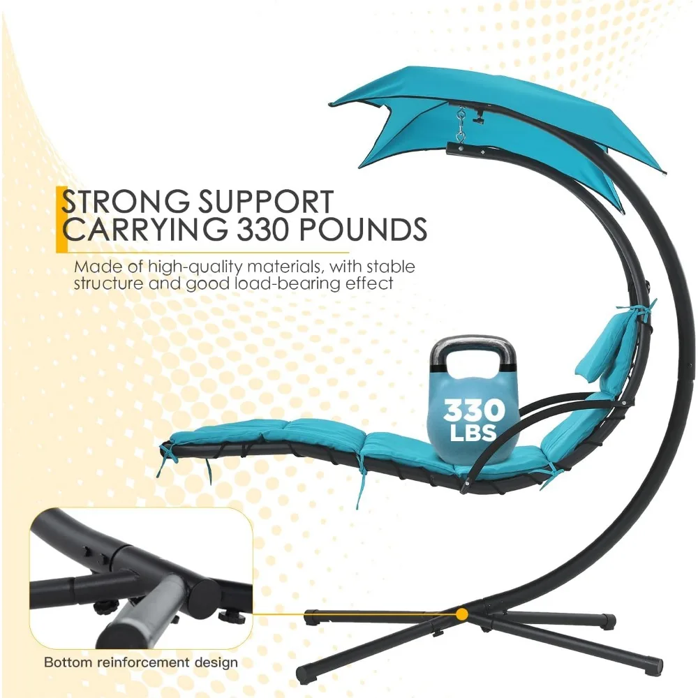 Hanging hammock chair with canopy perfect for shaded patio relaxation