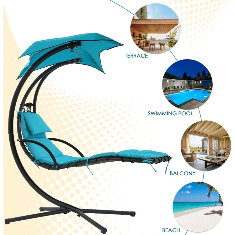 Hanging Hammock Chair with Canopy and Stand - 330 lbs Capacity for Patio & Garden - Image 6