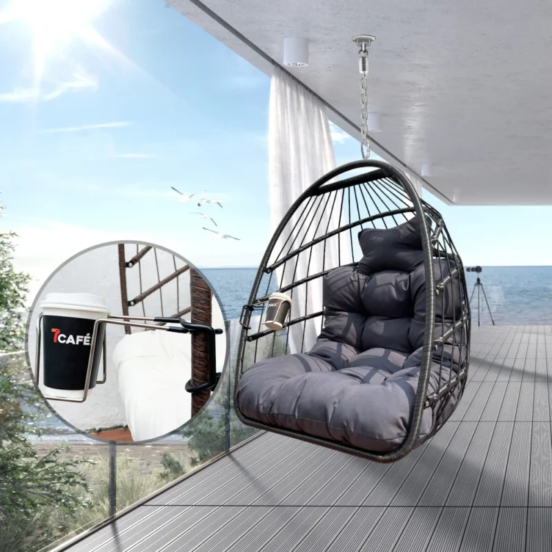 Hanging Egg Chair with UV Resistant Cushion - 350 lbs Capacity for Indoor & Outdoor