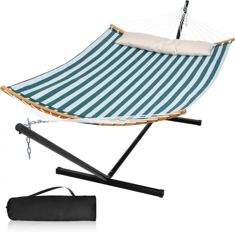 Double Hammock with Steel Stand - 450 lbs Capacity for Backyard & Patio - Image 7