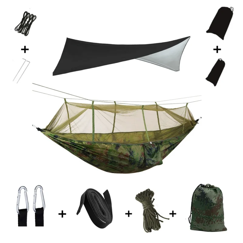 Two-Person Camping Hammock with Mosquito Net and Rain Cover - 440 lbs Capacity for Outdoor Adventures - Image 14