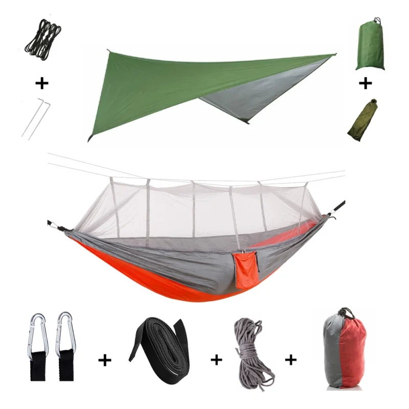 Two-Person Camping Hammock with Mosquito Net and Rain Cover - 440 lbs Capacity for Outdoor Adventures - Image 17