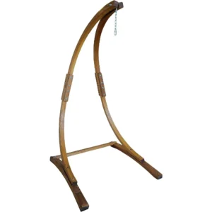 7 ft Wooden Hammock Chair Stand with Teak Finish - 265 lbs Capacity for Indoor & Outdoor Use