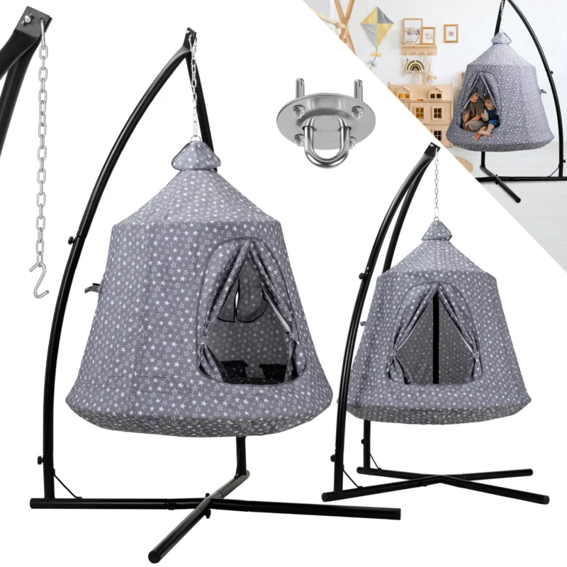 Children's Hanging Hammock Chair with X-Stand - For Indoor & Outdoor Play - Image 9