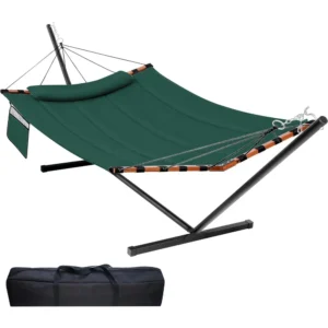 Double Polyester Hammock with Stand - 450 lbs Capacity for Outdoor Relaxation