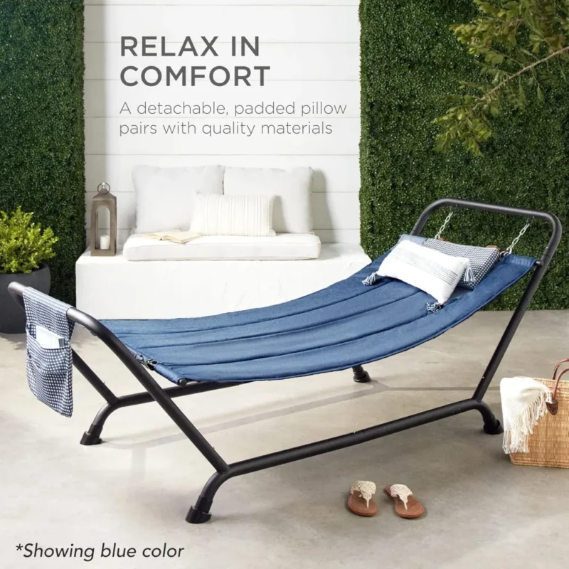 Double Steel Frame Hammock with Weather-Resistant Polyester - 500 lbs Capacity for Patio & Backyard - Image 6
