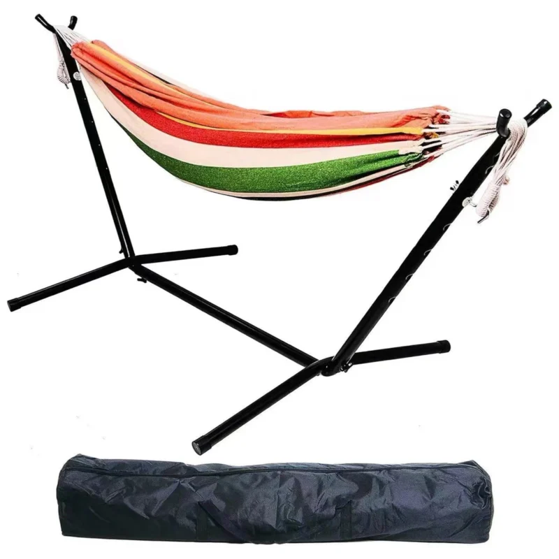 Double Fabric Hammock with Steel Stand - 450 lbs Capacity for Backyard & Patio - Image 5
