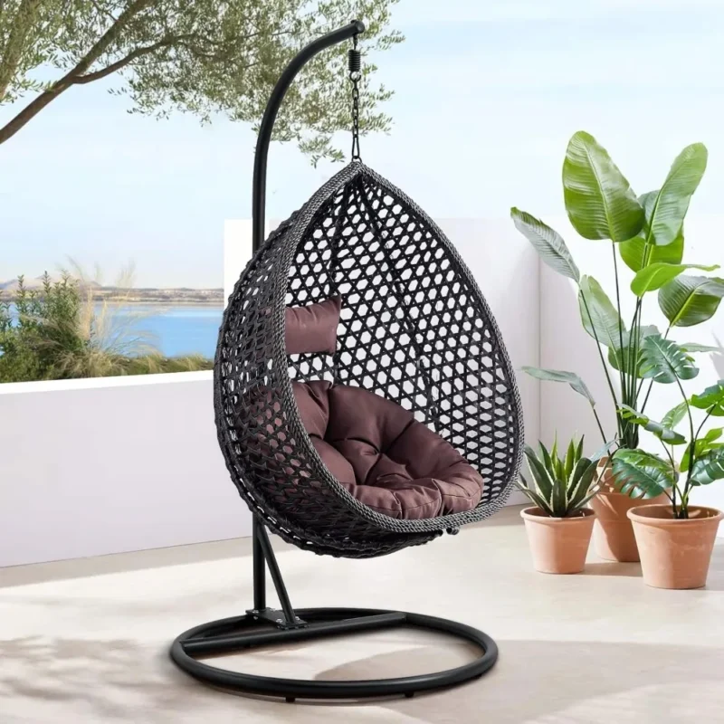 Hanging Egg Chair with Cushions - 350 lbs Capacity for Indoor & Outdoor Spaces
