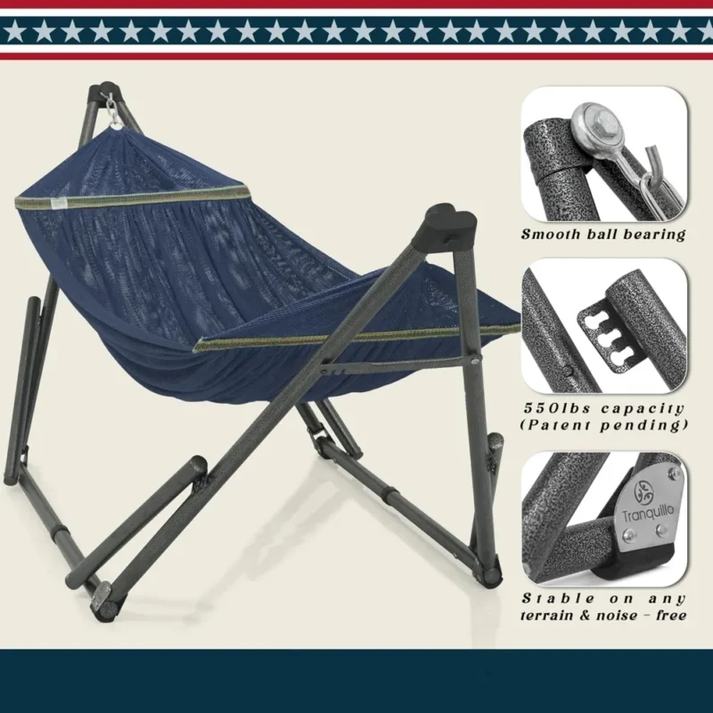 Portable Folding Hammock Stand with Carrying Case - 550 lbs Capacity for Camping & Backyard - Image 6